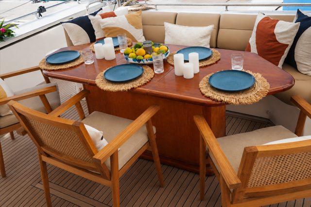 Alfresco dining on the aft deck